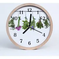 Tulup Holzuhr 30fi cm wanduhr - Kräuter Blumen