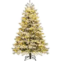 JUNG Künstlicher Weihnachtsbaum Künstlicher Spritzguss Weihnachtsbaum mit Beleuchtung + Schnee 1,80m, Edeltanne, Nordmanntanne Premium Edel