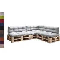 Sunnypillow Palettenkissen für Palettenmöbel - 7er Set - Palettenauflage 120 x 80 für Palettensofa - Palettenpolster für Garten, Gesteppte Kissen für Europaletten - Sitzkissen & Rückenkissen Grau