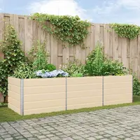 vidaXL "Schlussverkauf" Pflanzkübel im Garten - 1 pc - Blumenbeet/Gartenbeet - Elfenbein 195x100x45 cm Verzinkter Stahl C13519