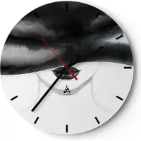 ARTTOR Wanduhr - Rund - Glasuhr - Frau Hut Schwarzweiß - 40x40cm - Schleichendes Uhrwerk - Lautlos - zum Aufhängen bereit - Dekoration Modern - Wanddekoration aus Glas - C3AR40x40-4301