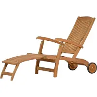 Kai Wiechmann Teakholz Deckchair Brighton mit Rad Rollen premium als exklusiver Liegestuhl verstellbarer Teak Relaxsessel mit abnehmbarer Fußablage