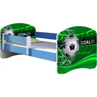 ACMA Jugendbett Kinderbett Junior-Bett Komplett-Set mit Matratze Lattenrost und Rausfallschutz Blau 14 Goal !!! 140x70