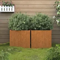 vidaXL "2026 Promotion" Hochbeet - Pflanzkübel - 2 Stk. - Blumenkasten - 49x47x46 cm - Cortenstahl - Beete CC28786