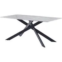 CasaDolce Esstisch MARTELA 1.8, grau, 180x90x75 cm, Tischplatte aus gesintertem Stein, Marmormuster, Metallbeine