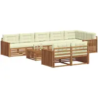 vidaXL Outdoor-Sofagarnitur 9 stk. Natur und Creme