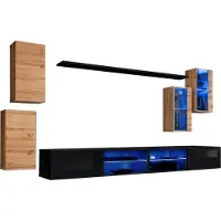 Meublorama AM-SWITCH 25-WTS SW 25*7C/84KG, 7 Regale, 6 Tür(en), Braun, Mitteldichte Faserplatte (MDF), 400 mm, 2800 mm