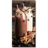Tulup Wanduhr aus Glas – 30x60 cm - Glasbild - Glasuhr - Gehärtetes Glas -Milchshakes