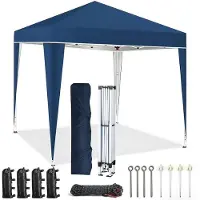 Ele eleoption 3X3M Pop-Up Pavillon Faltbar, Instant Outdoor Pavillon Zelt für Camping, Strand, Garten, Party und Outdoor Events,Blau