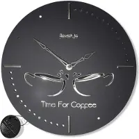 FLEXISTYLE Küchenuhr wanduhr Cups rund geräuschlos 3D Zifferblatt aus plexiglass, geräuschloses Uhrwerk (Silber)