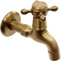 Markenlos Wasserhahn 1/2 Zoll, Messingarmaturen Wandmontage Antiker Wasserhahn für Garten, Waschraum, Toilette (Bronze)