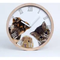 Tulup Holzuhr 25fi cm wanduhr - weiße Spitzen - Haustiere