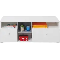 Masseno TV-Schrank GALIA 120 cm Fernsehschrank mit 2 Schubladen und Türen TV-Lowboard für Wohnzimmer Modern 120x45x45 cm Weiß / Taupe