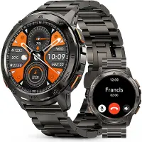 Kospet TANK T3 Smartwatch Herren 60 Tage Extra Lange Batterie 50M Wasserdicht Zum Schwimmen Robuste Militärische Vollmetall Smartwatch