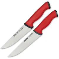 Pirge Duo Profi Metzgermesser Set 2 TLG - Rutschfester Griff - 14,5 cm und 19 cm - Schlachtermesser Set