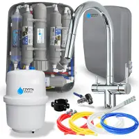 ARI Wasserfilter Set RO7 Slim mit 3-Wege Küchenarmatur Slender, 7-stufige Filtration, Chrom