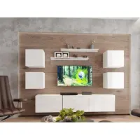 Fun-Möbel Mediawand Wohnwand 8 tlg - NEXI XL 35 - Weiss Hochglanz