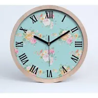 Tulup Holzuhr 20fi cm wanduhr - schwarze Spitzen - Blumenmuster