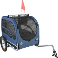 SucceBuy Fahrradanhänger für Hunde, 100 lbs Tragkraft, Fahrradträger für Haustiere mit klappbarem Rahmen, Schnellspannräder, Universalkupplung, Sicherheitsreflektoren, Blau/Schwarz
