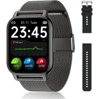 JUNG POPGlory Smartwatch Damen & Herren Fitnessuhr, mit Bluetooth Smartwatch (4,69 cm/1,85 Zoll) mit Telefon Funktion, 100+ Trainingsmodi