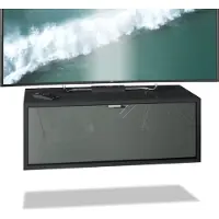 Vladon TV Board Lana 80 Hängeschrank Lowboard 80 x 29 x 37 cm, Germany, Korpus in Schwarz matt, Fronten in Grau Hochglanz | Große Farbauswahl