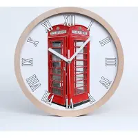 Tulup Holzuhr 20fi cm wanduhr - weiße Spitzen - Telefonzelle