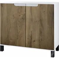 Vladon Kommode Sylt V3, Moderner Küchenschrank mit 2 großen Türen Weiß matt / Eiche Ribbeck (92,5 x 84.5 x 35)
