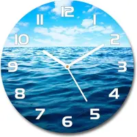 Tulup Wanduhr aus Glas 30fi Glasbild Glasuhr Gehärtetes Glas - weisse-zeiger - Sea water