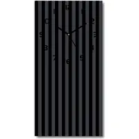 Tulup Wanduhr aus Glas – 30x60 cm - Glasbild - Glasuhr - Gehärtetes Glas -Schwarze und graue Streifen