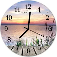 Tulup Glasuhr Wanduhr Küchenuhr Echt-Glas 30fi cm See mehrfarbig