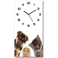 Tulup Wanduhr aus Glas – 30x60 cm - Glasbild - Glasuhr - Gehärtetes Glas -Haustiere