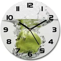 Tulup Wanduhr aus Glas 30fi Glasbild Glasuhr Gehärtetes Glas - schwarze-zeiger - Apple under water
