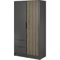 Masseno Drehtürenschrank NELIANA 105 cm Kleiderschrank Schlafzimmer Schrank 2-türig Graphitfarben