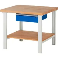 RAU Werkbank mit Ablageboden - 1 Schublade - 150:1 - 840 x 1.000 x 900 mm (HxBxT) - Traglast 750 kg - Buche