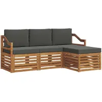 vidaXL Outdoor-Sofagarnitur mit Kissen 4 pcs Natur und Anthrazit