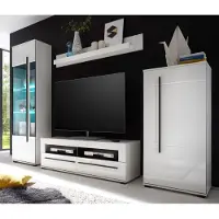 IMV Wohnwand Cantara - Variante II - Weiß Hochglanz mit Glasbodenbeleuchtung