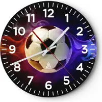 ARTTOR Wanduhr - Rund - Glasuhr - Abstrakt ball flamme fußball - 40x40cm - Schleichendes Uhrwerk - Lautlos - zum Aufhängen bereit - Dekoration Modern - Wanddekoration aus Glas - C4AR40x40-2111