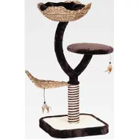 Markenlos Natural Magnolia - Kratzbaum für ausgewachsene Katzen, aus natürlichen Materialien, mit Sitzen, Kissen, kratzbaren Teilen, 45x45x99 cm