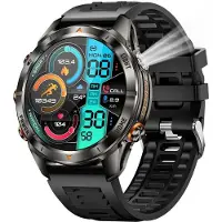 Valdus Herren Fitness-Tracker, IPX8-3ATM Wasserdicht, Telefonfunktion, Stilvolle Fitnessuhr mit Herzfrequenz, Schlafanalyse & Musiksteuerung – Schwarz