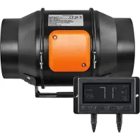 SucceBuy Inline-Rohrventilator, 6 Zoll, 402 CFM, mit Temperatur-Feuchtigkeitsregler, leiser Abluftventilator mit EC-Motor für Kühlungsschub, Wachstumszelte, Hydrokultur