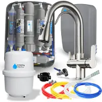 ARI Wasserfilter Set RO7 Slim mit Küchenarmatur Nordic 3-Wege, 7-stufige Filtration, Mineralisierung, INOX