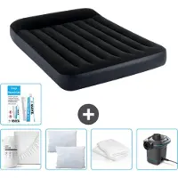 Intex Airbed – Doppelbett – 137 x 191 x 25 cm – Dunkelblau – Im Lieferumfang enthalten Spannbettuch - Küssen - Pumpe - Reperaturset en Kissenschutz