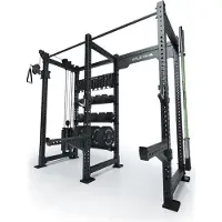ATLETICA R8 Falcon L | Schwarz | Kompaktes Power Rack mit Kabelzug, 95kg Gewichtsblock & komplettem Storage-System