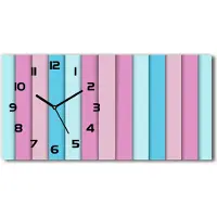 Tulup Wanduhr aus Glas – 60x30 cm - Glasbild - Glasuhr - Gehärtetes Glas - schwarze-zeiger - farbige Streifen