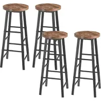 Woltu Barhocker 4er Set Bistrohocker, Gestell aus stabilem Stahl, Sitzfläche aus MDF, Schwarz+Holz Vintage