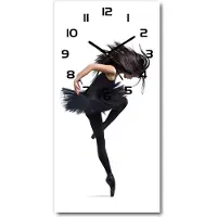 Tulup Wanduhr aus Glas – 30x60 cm - Glasbild - Glasuhr - Gehärtetes Glas -Ballerina