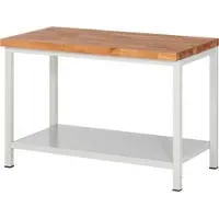 RAU Werkbank mit Ablageboden - höhenverstellbar 840 - 1.040 mm - 1.250 x 700 mm (BxT) - Traglast 1.250 kg - Buche