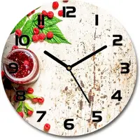 Tulup Wanduhr aus Glas 30fi Glasbild Glasuhr Gehärtetes Glas - schwarze-zeiger - Raspberry jam
