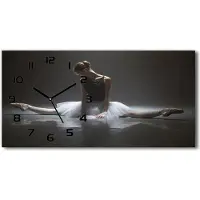 Tulup Wanduhr aus Glas – 60x30 cm - Glasbild - Glasuhr - Gehärtetes Glas - schwarze-zeiger - Ballerina