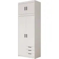 Mirjan 24 Kleiderschrank Elena 2D3S + Schrankaufsatz, Drehtürenschrank, Garderobe mit vier Drehtüren und drei Schubladen, Kleiderstange (Farbe: Weiß)